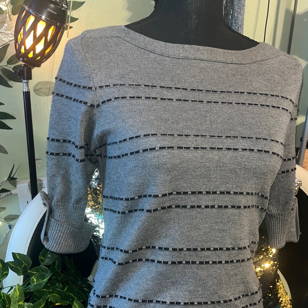 #417| Apt.9(XS) sweater shirt w/ quarter length button sleeves